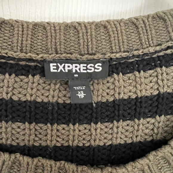 Express Striped Sweater - Size XS | Color: Olive Green/Black - Picture 3 of 3